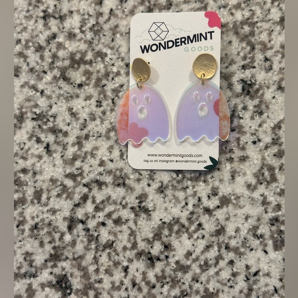 New Wondermint Goods Ghost Iridescent Halloween Acrylic Earrings - Picture 3 of 5